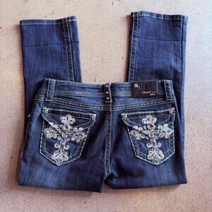 Dark wash blue straight leg Grace in LA Jeans